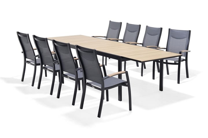 PANAMA Förlängningsbart Bord 211 cm Svart/Gul + 8 Stolar - Utemöbler - Trädgårdsbord & Utebord - Cafebord
