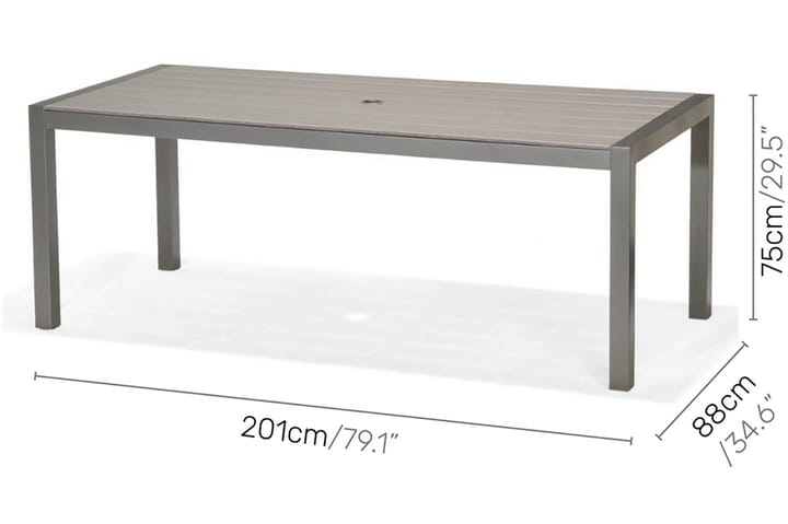 SOLANA Matbord 201 cm Grå + 8 Stolar - Utemöbler - Utemöbelgrupp - Matgrupper utomhus