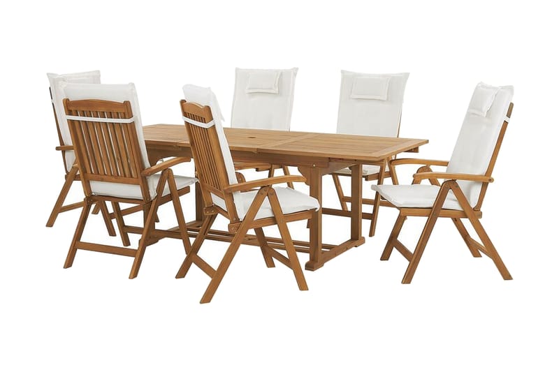 Trädgårdsmöbelset av bord och 6 stolar JAVA - Trä/natur - Utemöbler - Utemöbelgrupp - Matgrupper utomhus