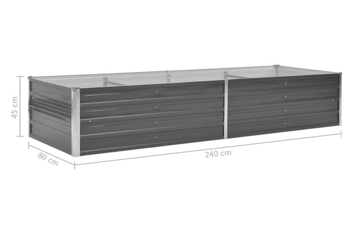 Odlingslåda upphöjd galvaniserat stål 240x80x45 cm grå - Grå - Utemöbler - Övrigt utemöbler - Tillbehör - Övriga trädgårdstillbehör
