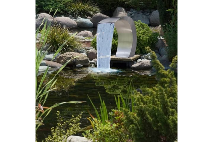 Poolfontän trädgårdsvattenfall i rostfritt stål 45x30x60 cm - Silver - Utemöbler - Övrigt utemöbler - Tillbehör - Övriga trädgårdstillbehör