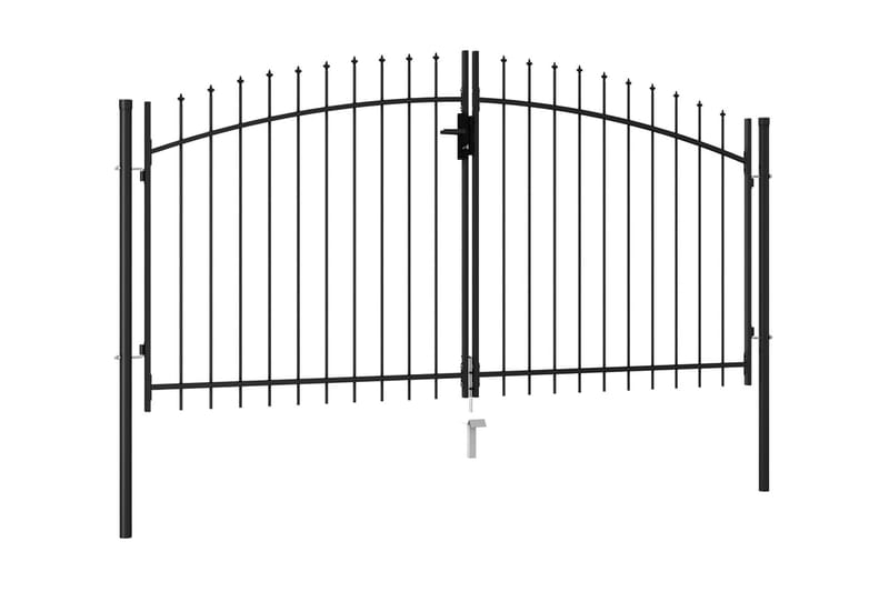 Dubbelgrind med spetsig topp stål 3x1,5 m svart - Svart - Utemöbler - Övrigt utemöbler - Tillbehör - Staket & grindar