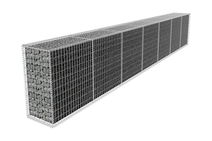 Gabionmur med lock galvaniserat stål 600x50x100 cm - Silver - Utemöbler - Övrigt utemöbler - Tillbehör - Staket & grindar