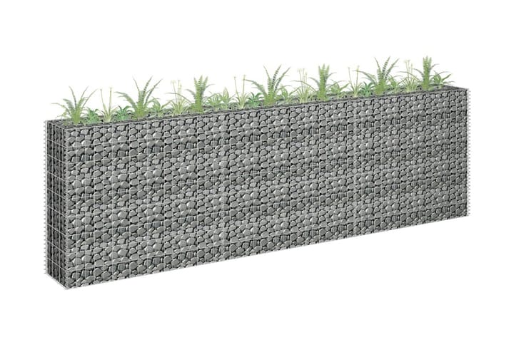 Planteringsgabion upphöjd galvaniserat stål 270x30x90 cm - Silver - Utemöbler - Övrigt utemöbler - Tillbehör - Staket & grindar
