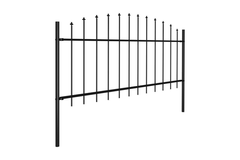 Trädgårdsstaket med spjuttopp stål (0,5-0,75)x15,3 m svart - Svart - Utemöbler - Övrigt utemöbler - Tillbehör - Staket & grindar