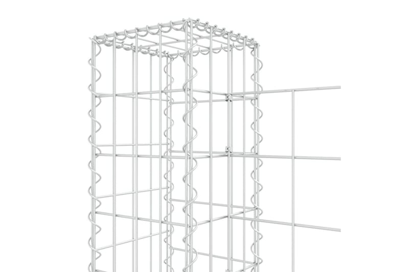 U-formad gabionkorg med 5 stolpar järn 500x20x100 cm - Silver - Utemöbler - Övrigt utemöbler - Tillbehör - Staket & grindar