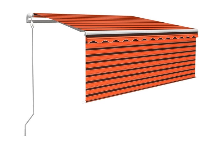 Automatiserad markis med rullgardin 3x2,5 m orange och brun - Orange - Utemöbler - Solskydd - Markiser