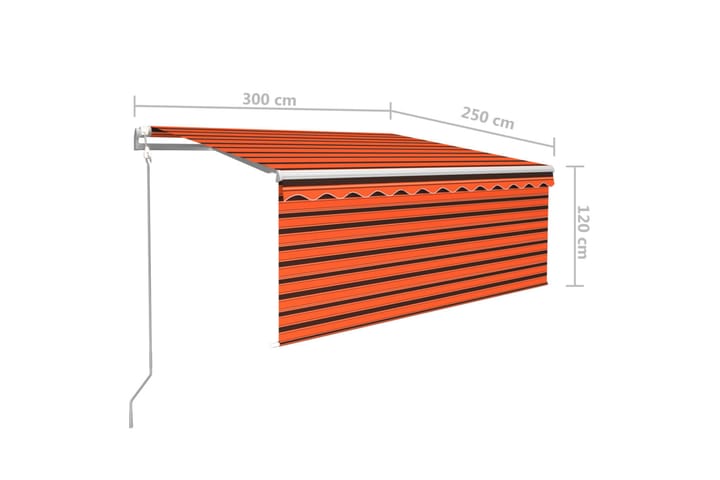 Automatiserad markis med rullgardin 3x2,5 m orange och brun - Orange - Utemöbler - Solskydd - Markiser