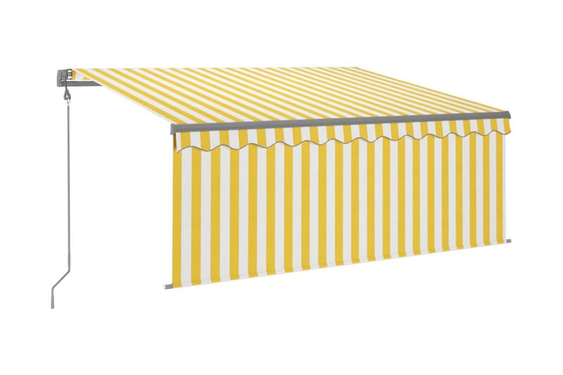Automatisk infällbar markis med rullgardin 3x2,5 m gul och v - Gul - Utemöbler - Solskydd - Markiser - Fönstermarkis