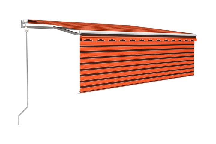 Automatisk infällbar markis med rullgardin 4x3 m orange/brun