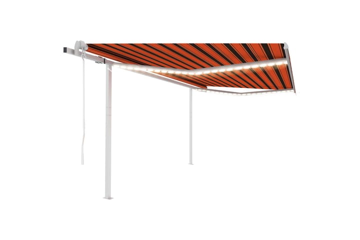 Automatisk markis med vindsensor & LED 4,5x3 m orange/brun