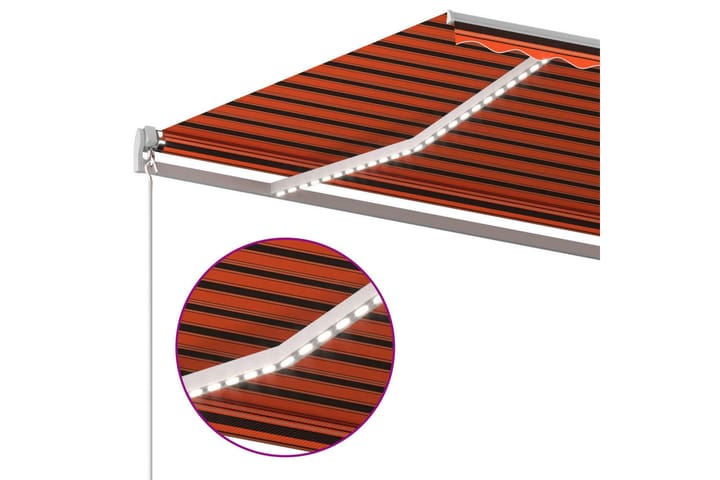 Automatisk markis med vindsensor & LED 4,5x3 m orange/brun - Orange - Utemöbler - Solskydd - Markiser