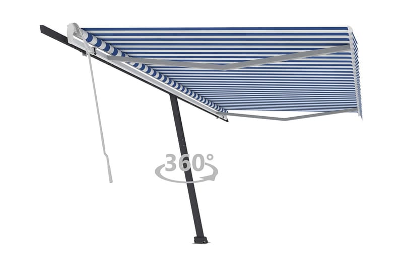 Fristående markis manuellt infällbar 500x350 cm blå/vit - Blå - Utemöbler - Solskydd - Markiser