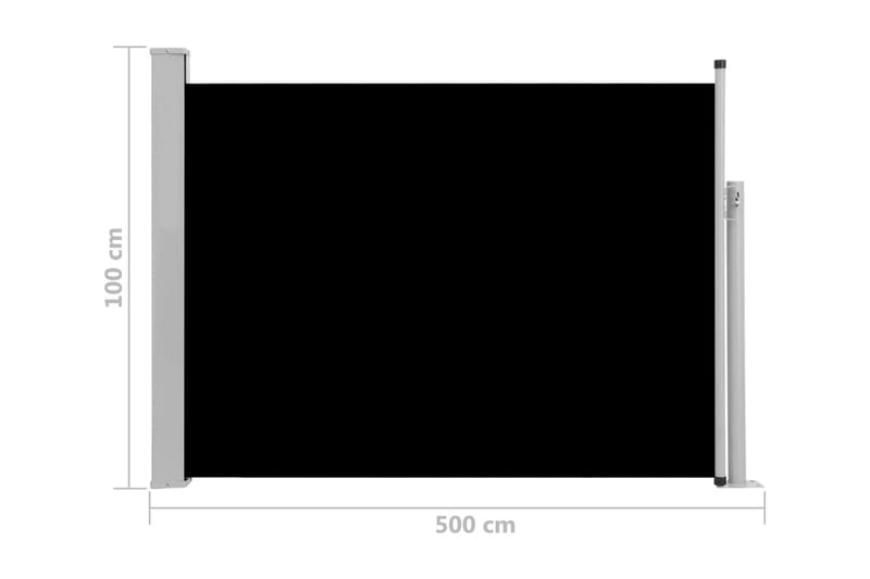 Infällbar sidomarkis 100x500 cm svart - Svart - Utemöbler - Solskydd - Markiser