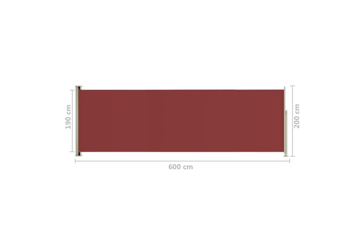 Infällbar sidomarkis 200x600 cm röd - Röd - Utemöbler - Solskydd - Markiser