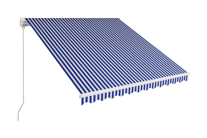 Markis manuellt infällbar 300x250 cm blå och vit - Blå - Utemöbler - Solskydd - Markiser