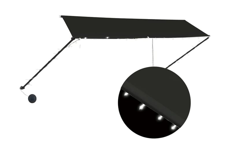 Markis med LED 350x150 cm antracit - Grå - Utemöbler - Solskydd - Markiser