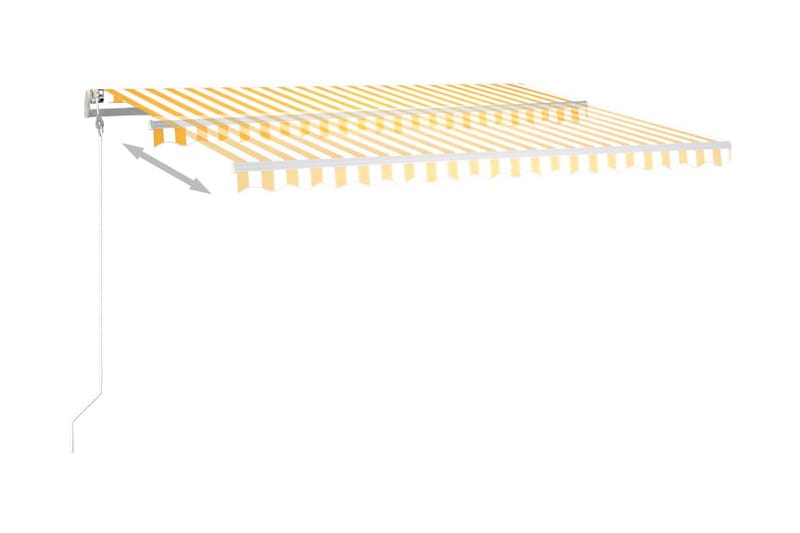Markis med LED manuellt infällbar 450x350 cm gul och vit - Gul - Utemöbler - Solskydd - Markiser