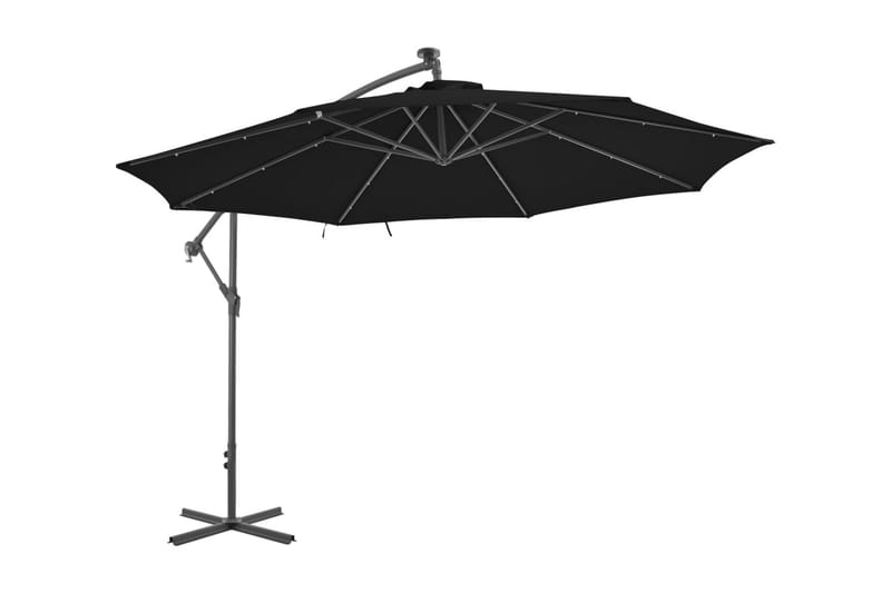 Frihängande parasoll med aluminiumstång 350 cm svart - Svart - Utemöbler - Solskydd - Parasoll - Hängparasoll