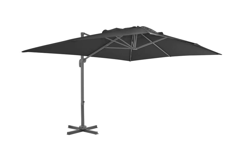 Frihängande parasoll med aluminiumstång 4x3 m svart