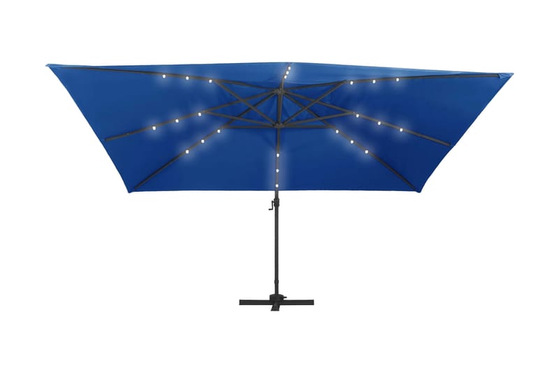 Frihängande parasoll med aluminiumstång & LED 400x300 cm azu - Blå - Utemöbler - Solskydd - Parasoll - Hängparasoll