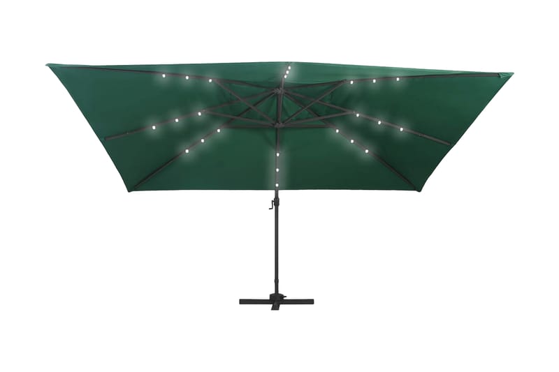 Frihängande parasoll med aluminiumstång & LED 400x300 cm grö - Grön - Utemöbler - Solskydd - Parasoll - Hängparasoll