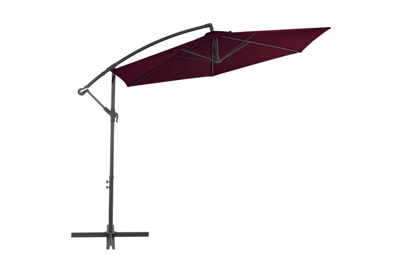 Frihängande parasoll med aluminiumstång vinröd 300 cm - Röd - Utemöbler - Solskydd - Parasoll - Hängparasoll