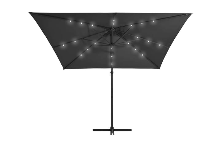 Frihängande parasoll med LED och stålstång 250x250 cm antrac - Grå - Utemöbler - Solskydd - Parasoll - Hängparasoll
