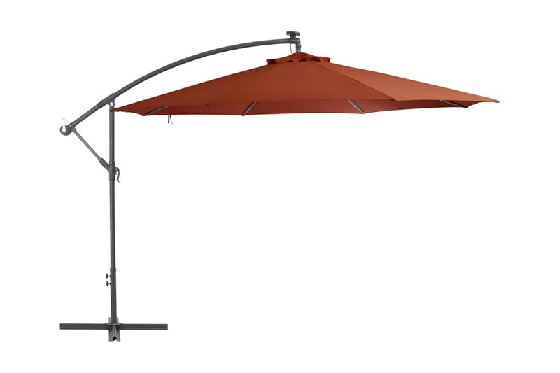 Frihängande parasoll med LED terrakotta 350 cm