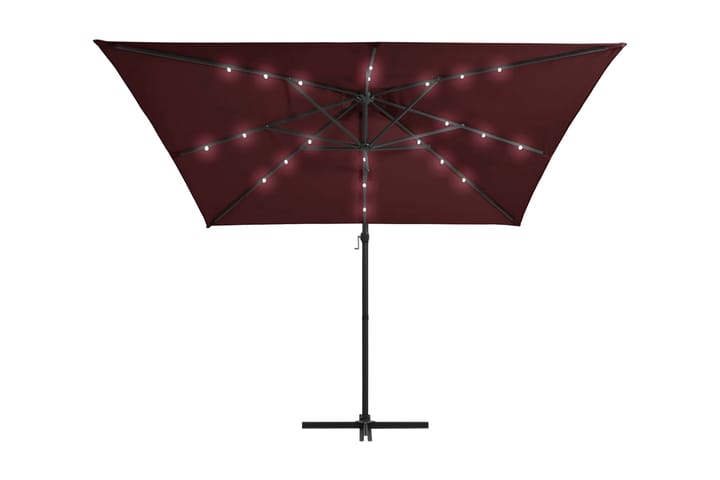 Frihängande parasoll med LED vinröd 250x250 cm