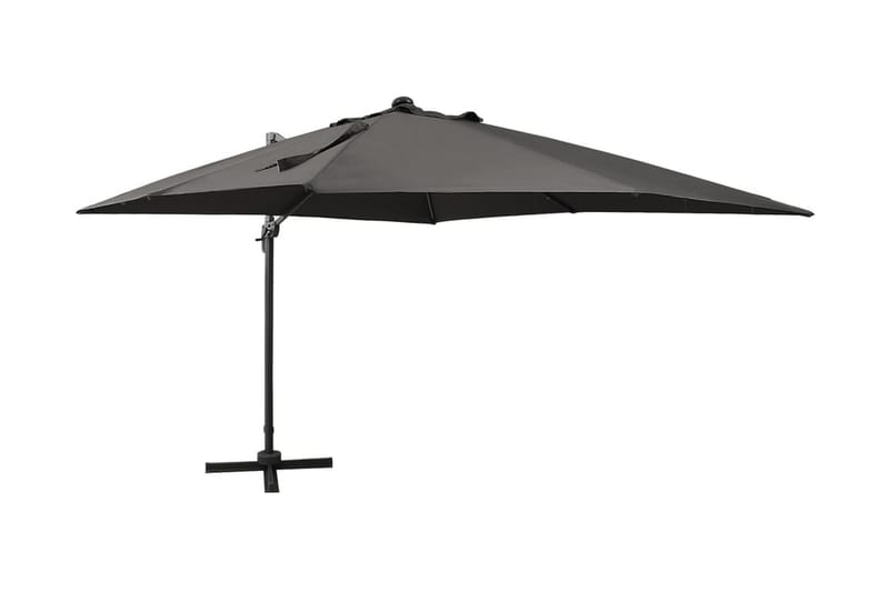 Frihängande parasoll med stång och LED antracit 300 cm - Grå - Utemöbler - Solskydd - Parasoll - Hängparasoll