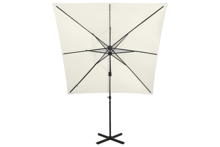 Frihängande parasoll med stång och LED sand 250 cm - Beige - Utemöbler - Solskydd - Parasoll - Hängparasoll