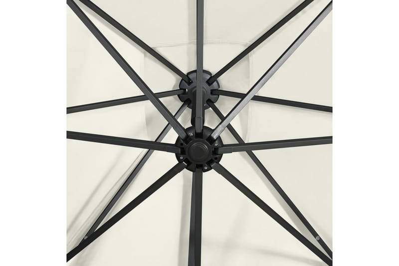 Frihängande parasoll med stång och LED sand 300 cm - Beige - Utemöbler - Solskydd - Parasoll - Hängparasoll