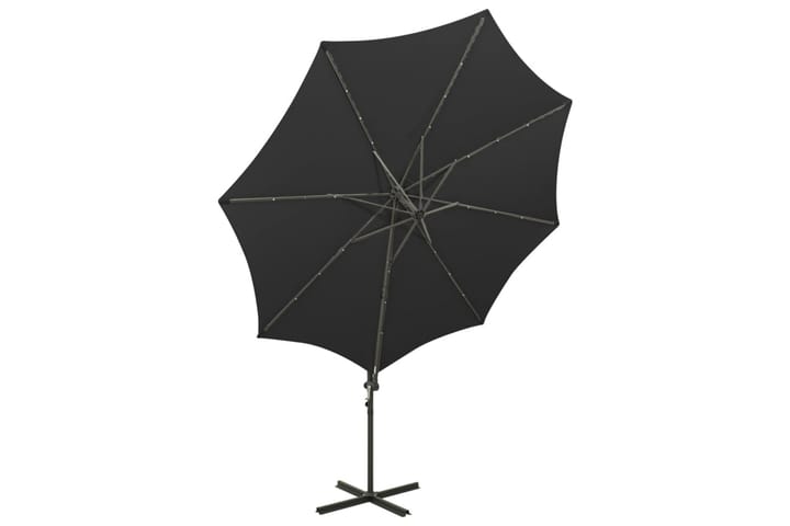 Frihängande parasoll med stång och LED svart 300 cm - Svart - Utemöbler - Solskydd - Parasoll - Hängparasoll