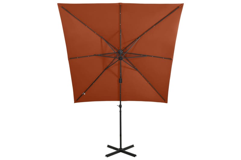 Frihängande parasoll med stång och LED terrakotta 250 cm