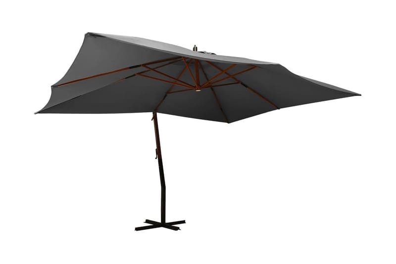 Frihängande parasoll med trästång 400x300 cm antracit - Antracit - Utemöbler - Solskydd - Parasoll - Hängparasoll