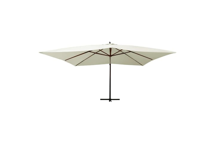 Frihängande parasoll med trästång 400x300 cm sandvit - Vit - Utemöbler - Solskydd - Parasoll - Hängparasoll