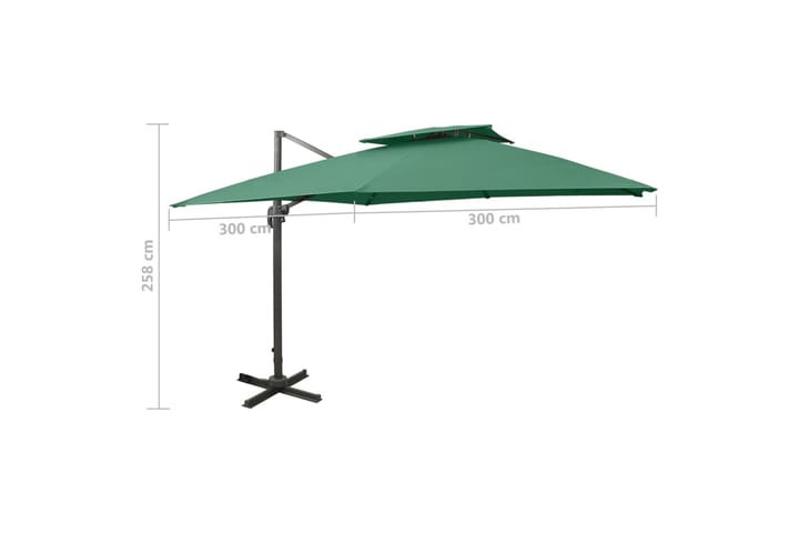 Frihängande parasoll med ventilation 300x300 cm grön - Grön - Utemöbler - Solskydd - Parasoll - Hängparasoll