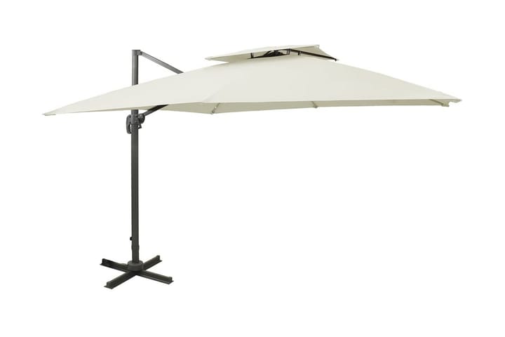 Frihängande parasoll med ventilation 300x300 cm sand - Vit - Utemöbler - Solskydd - Parasoll - Hängparasoll