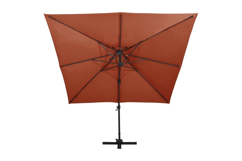 Frihängande parasoll med ventilation 300x300 cm terrakotta - Orange - Utemöbler - Solskydd - Parasoll - Hängparasoll