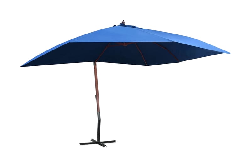 Hängande parasoll med trästång 400x300 cm blå - Blå - Utemöbler - Solskydd - Parasoll - Hängparasoll