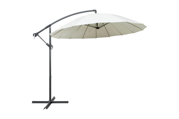 Hängande parasoll vit 3 m aluminiumstång - Vit - Utemöbler - Solskydd - Parasoll - Hängparasoll