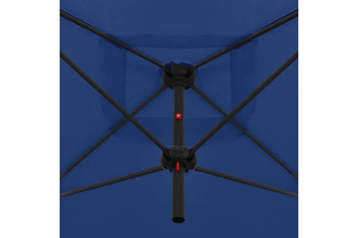 Dubbelt parasoll med stålstång 250x250 cm azurblå - Blå - Utemöbler - Solskydd - Parasoll