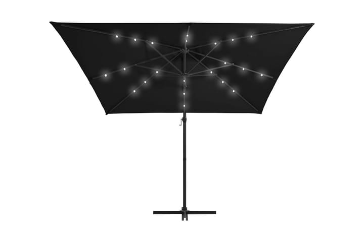 Frihängande parasoll med LED och stålstång 250x250 cm svart - Svart - Utemöbler - Solskydd - Parasoll - Hängparasoll