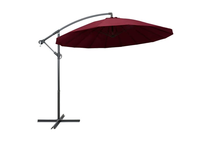 Hängande parasoll vinröd 3 m aluminiumstång - Röd - Utemöbler - Solskydd - Parasoll - Hängparasoll