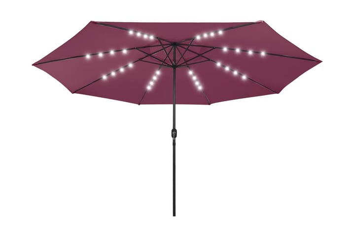 Parasoll med LED-lampor och metallstång 400 cm vinröd - Röd - Utemöbler - Solskydd - Parasoll