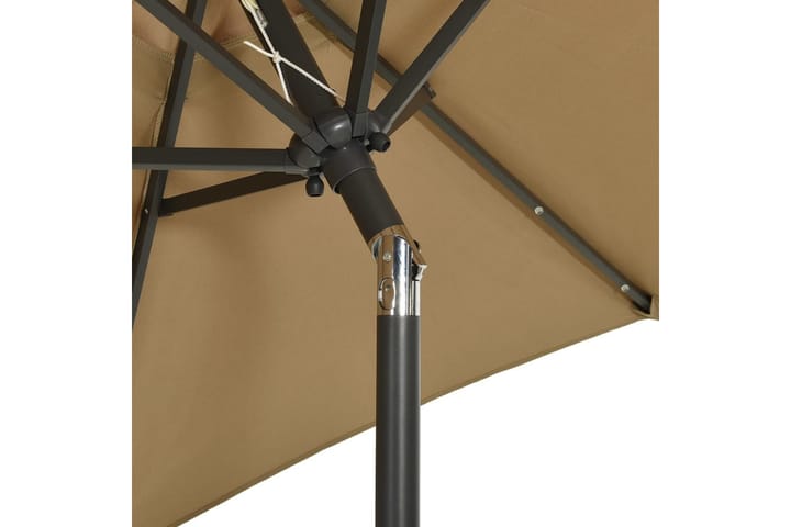 Parasoll med LED-lampor taupe 200x211 cm aluminium - Brun - Utemöbler - Solskydd - Parasoll