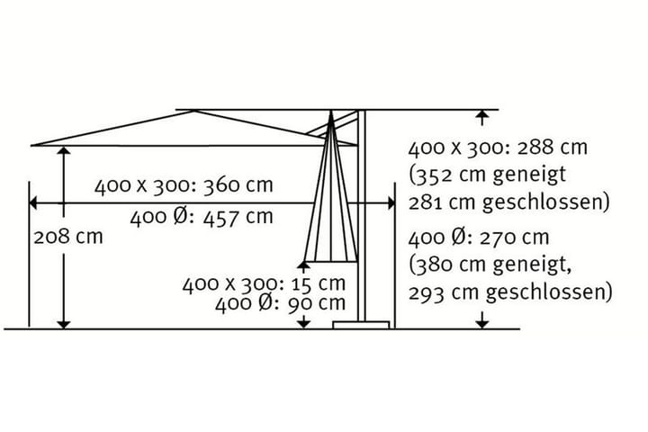Rhodos Grande Parasoll 400 cm Antracit - Antracit - Utemöbler - Solskydd - Parasoll