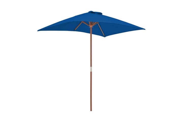 Trädgårdsparasoll med trästång blå 150x200 cm - Blå - Utemöbler - Solskydd - Parasoll