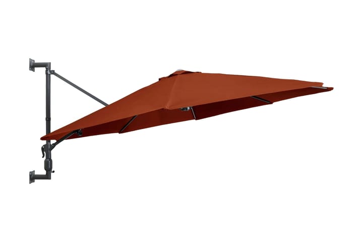 Väggmonterat parasoll med metallstång 300 cm terrakotta